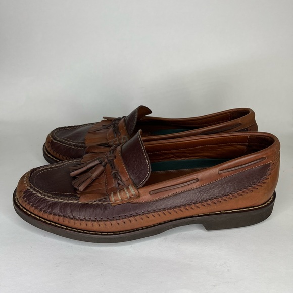 H.S. Trask Bozeman Tassel Moc-Toe Dress Loafer Two Tone Leather Mens Size 12M - Picture 9 of 15